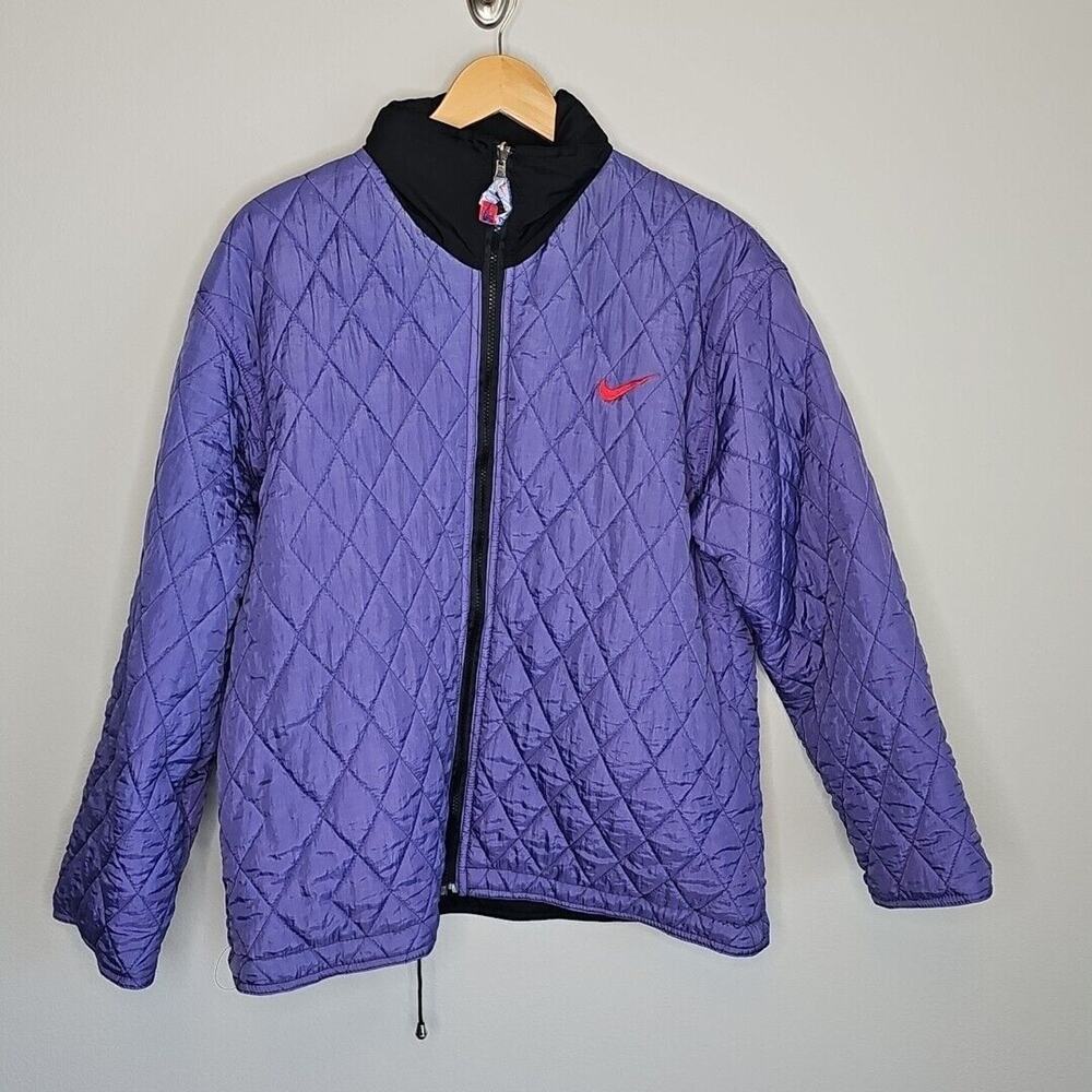 Nike Women's VTG Black Full Zip Activewear Reversible Puffer Jacket Size XL - Picture 1 of 5